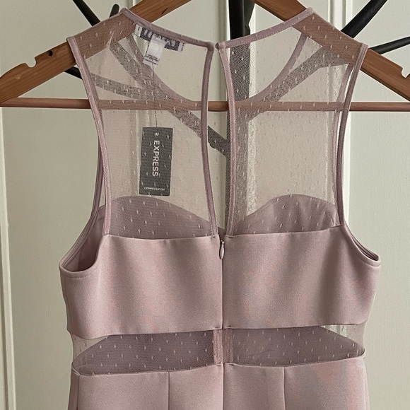 NWT Express Petite Dotted Lace Sleeveless Mini Cocktail Dress. Mauve. Size 0. - Picture 3 of 7